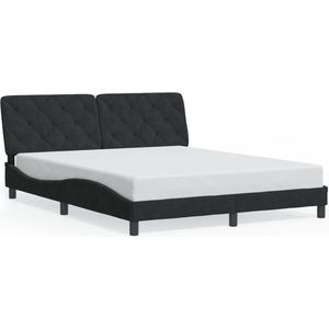 vidaXL - Bedframe - zonder - matras - 160x200 - cm - fluweel - zwart