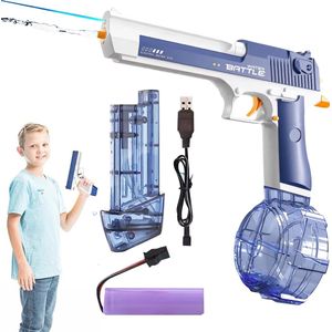 PRIME TOYS® – Elektrisch Waterpistool Blauw – 10 Meter Bereik – Oplaadbaar via USB – Met LED Verlichting – Groot Waterreservoir – Automatisch Schieten – Watergun voor Kinderen – Waterspeelgoed voor Jongens & Meisjes – Watergevecht Pistool