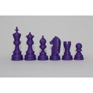 Schaken – Schaakstukken – Maat 1 – Kleur – Paars – Koningshoogte KH 60 mm – 3D print – Voor één speler