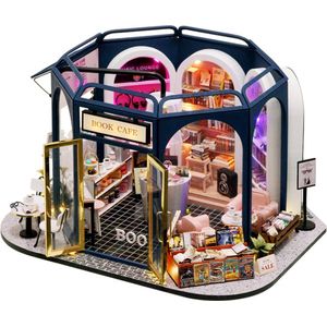 Premium Miniatuur XXL bouwpakket - Bouwpakket - Voor Volwassenen (14+) - Modelbouwpakket - DIY - Poppenhuis – incl. Led Licht, Muziek en bescherming - Book Cafe