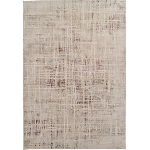 Vercai Rugs Artisan Collectie - Laagpolig Vloerkleed - Zacht Tapijt voor Woonkamer - Polyester - Crème / Grijs - 160x230 cm