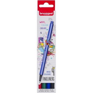 Fineliner - set 4 basis kleuren - Bruynzeel