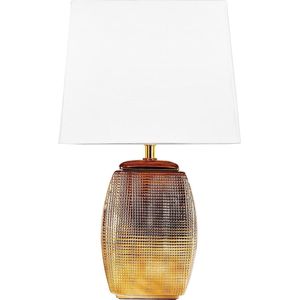 BRUBAKER Tafellamp bedlampje - 38 cm - goud - keramische lampvoet - kap wit