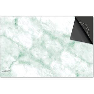 Inductie beschermer 65x52 - afdekplaat inductie mat - Dietrix Kookplaat beschermer - Base - Marmer - licht groen wit