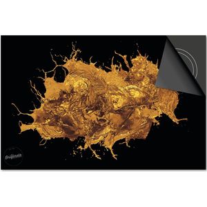 Inductie beschermer 65x52 - afdekplaat inductie mat - Dietrix Kookplaat beschermer - DELUXE - Black en Gold - Gouden Splash Verf