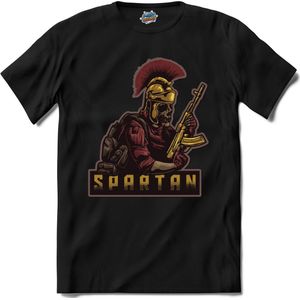 Tactiacal Spartan | Airsoft - Paintball | leger sport kleding - T-Shirt - Unisex - Zwart - Maat L