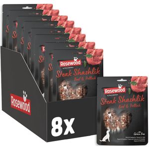 Rosewood - Hondensnack - Steak Shashlik - Rund - 8 zakjes van 100g