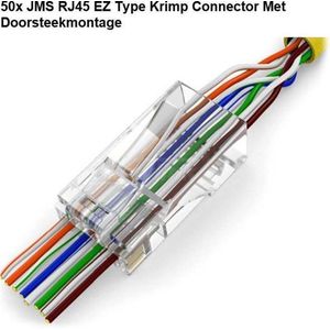 JMS RJ45 EZ Type Krimp Connector Met Doorsteekmontage Voor CAT5, CAT5e en CAT6 UTP Netwerkkabel. - 50 stuks