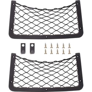 2 stuks bagagenetzakken, 36 x 18 cm auto-opbergnet met kunststof frame, opbergnet bagagenet voor auto, camper, boot, huis (met schroeven)