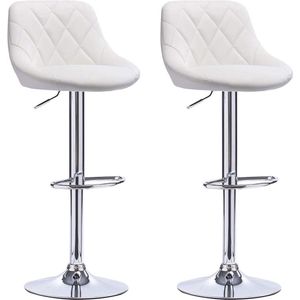 Designer Barkruk - Wit - Ergonomisch - Met rugleuning - Verstelbaar - Set van 2