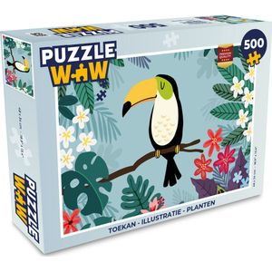 Puzzel Toekan - Planten - Bloemen - Kinderen - Dieren - Kids - Legpuzzel - Puzzel 500 stukjes