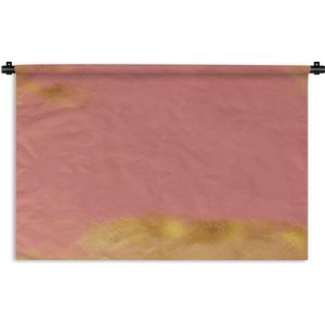 Wandkleed Luxe patroon - Luxe patroon met gouden verfvegen tegen een roze achtergrond Wandkleed katoen 120x80 cm - Wandtapijt met foto