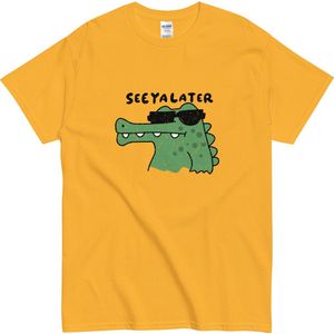 T-shirt met Krokodil - Grappig Cartoon Design - Tekst: See Ya Later - Dames en Heren - Geel - 3XL