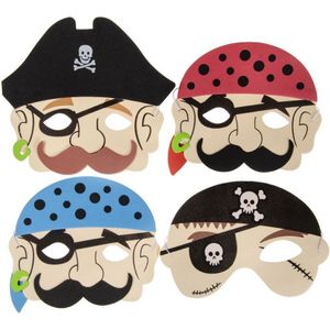 Masker piraten - set van 4 - schatzoeken zeerovers - kinderfeest piraten thema