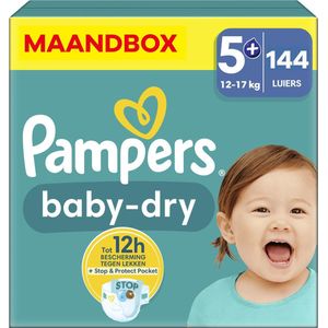 Pampers - Baby Dry - Maat 5+ - Maandbox - 144 stuks - 12/17 KG
