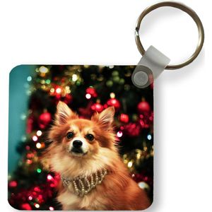 Sleutelhanger - Uitdeelcadeautjes - Hond tijdens kerst - Plastic