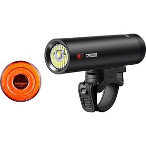 Ravemen Fietsverlichtings Set LS20 combi (CR1000 koplamp+CL05 achterlicht met lichtsensor) - USB Oplaadbaar - Voorlicht en Achterlicht Fietslamp - Waterdicht Fietslicht