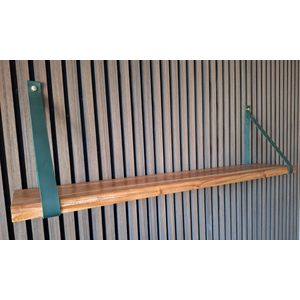 Hoexs - Acacia Hout - 80 cm - Inclusief Plankdragers Groen - Boekenplank - Boekenrek - Wandplank - Inclusief Bevestigingsmateriaal - Vintage