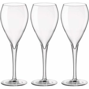 12x Stuks champagneglazen van glas 150 ml - Glazen op voet voor Champagne/bubbels of Cava
