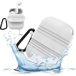 Waterdichte Hoesje geschikt voor Airpods 1 / Airpods 2 - Shock Proof Siliconen Waterproof Case Cover Hoes Wit