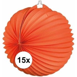 15x Lampionnen oranje 22 cm
