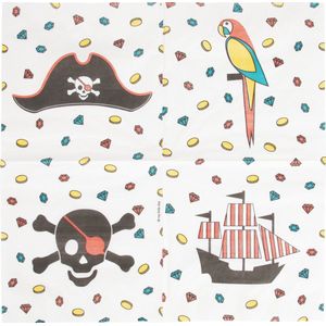 Piraten servetten - 20 stuks - 3 laags - piratenfeest - 4 verschillende afbeeldingen - opgevouwen 16 cm