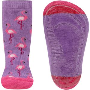 Ewers Antislipsok - Lilapaars/Roze & Roze Flamingo's - Elastisch - Siliconenzool-39/42