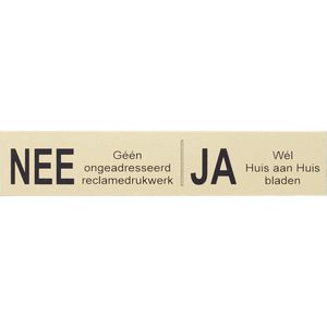 Brievenbus sticker - NEE JA - messing, 125 x 25 mm