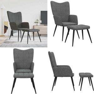 vidaXL Relaxstoel met voetenbank stof donkergrijs - Relaxstoel Met Voetenbank - Relaxstoelen Met Voetenbanken - Zetel Met Voetenbankje - Zetels Met Voetenbankjes