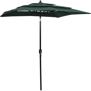 vidaXL-Parasol-3-laags-met-aluminium-paal-2x2-m-groen