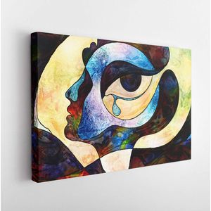 Stained Glass Forever series. Human profiles with mind eye drawn with organic patterns on the subject of mind, soul, freedom of will and human drama. - Modern Art Canvas - Horizontal - 1131246929 - 50*40 Horizontal