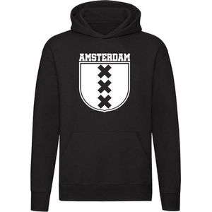 Amsterdam Stadswapen | Unisex | Trui | Sweater | Hoodie | Capuchon | Zwart | Stad | Noord-Holland | Nederland | Cadeau