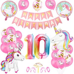 Partypakket® Eenhoorn Verjaardag Versiering - 10 jaar - Unicorn versiering - All-in-one Feestpakket - Decoratie - Ballonnen - Feestpakket - Verjaardag - Feest versiering