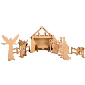 Kartonnen kerststal - Kest decoratie - Zelf te versieren - Knutselpakket - Kerst knutselen - KarTent