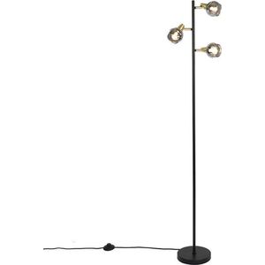 QAZQA Vidro - Art Deco Vloerlamp - Staande Lamp - 3 Lichts - H 150 cm - Goud/Messing - Woonkamer