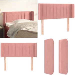 vidaXL Hoofdbord met randen 93x16x78/88 cm fluweel roze - Hoofdbord - Hoofdborden - Hoofdeinde - Houten Hoofdbord