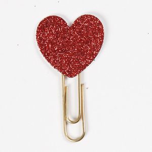 Paperclips, hart, d 30 mm, rood glitter, 6 stuk/ 1 doos