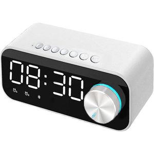 CHIWIN Wekker met Bluetooth Speaker - Digitale LED Wekker met Dubbele Alarmfunctie en USB Oplaadpoort - Compacte Reisklok - Wit