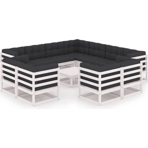 vidaXL Loungeset - Massief Grenenhout - 12-delig Tuin Lounge Set - Houten Loungestoel - Terrasstoel - Buitendiner - Balkon Decoratie