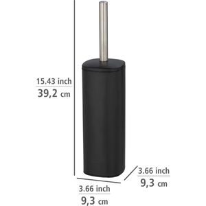 Staande toiletborstelhouder met toiletborstel en verwisselbare borstelkop 8,5 cm in zwart gelakt staal 9,3 x 39,2 x 9,3 cm matzwart