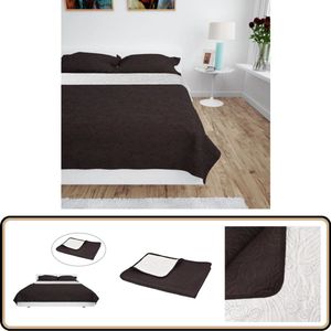 vidaXL Bedsprei - Dubbelzijdig 230x260 cm - Crème en Bruin Gequilt Bedsprei - Bloemenprint - Katoenen Bedsprei - Dubbele Beddengoed - Creme Bedsprei
