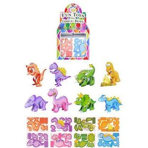 144 stuks - Mini 3D Dinosaurussen Puzzels - In Traktatiebox - Uitdeelcadeautjes - Uitdeel Traktatie voor kinderen - Jongens