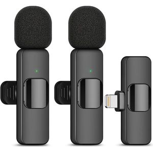 Draadloze microfoon 2-pack - 2-in-1 draadloze microfoon - Ruisonderdrukking voor uitzendingen - Live streamingmicrofoon - VLOG-opname - Automatische synchronisatie - Geschikt opnemen voor YouTube, Tik Tok, Facebook - Plug and Play