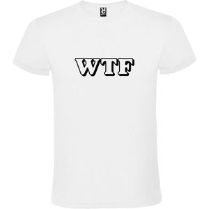Wit T shirt met print van "" WTF letters "" print Zwart size S
