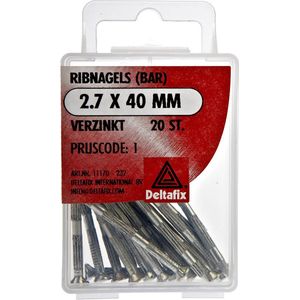 ribnagel bar verzinkt 40mm. 20stuks. Muur spijkers. Deltafix.