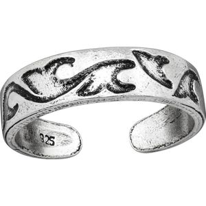 Zilver geoxideerde Teenring met Bali patroon | silver wave toe ring | Zilverana | Sterling 925 Silver