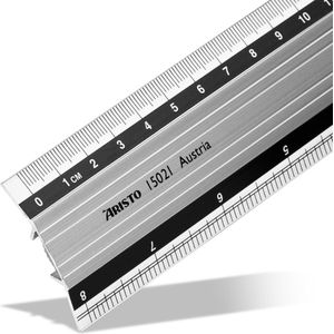 Aristo liniaal - 20 cm - aluminium met rubber inleg - AR-15021