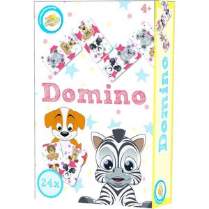 Dieren Domino spel - 24 delig - Familie spellen - Dieren - Kinderspel - Dominospel - Kinder domino - Cadeau kind- Vloerspel - Speelgoed - Puzzel - Voor kinderen en volwassenen - Voor jongens en meisjes - Klassiek spel - Kaartspel- Denkspel