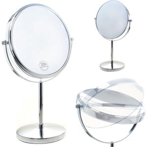 staande spiegel 7-voudige vergroting, 20 cm cosmetische spiegel 360° draaibaar. Verchroomde make-up spiegel scheerspiegel tafelspiegel badkamerspiegel, dubbelzijdig: normaal + 7x vergroting,