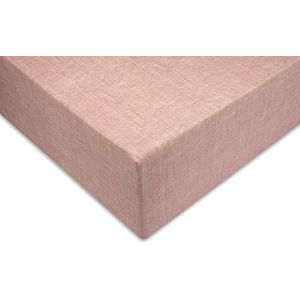 Luxe linnenlook katoen hoeslaken oud roze - 90x210/220 (eenpersoons extra lang) - zacht en ademend - fijn geweven - rondom elastiek - perfecte pasvorm - optimale slaapcomfort